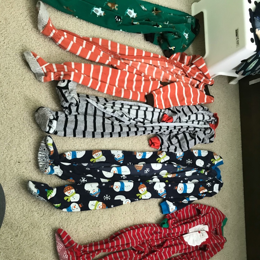 Carters boys footed zip up pjs two are Christmas